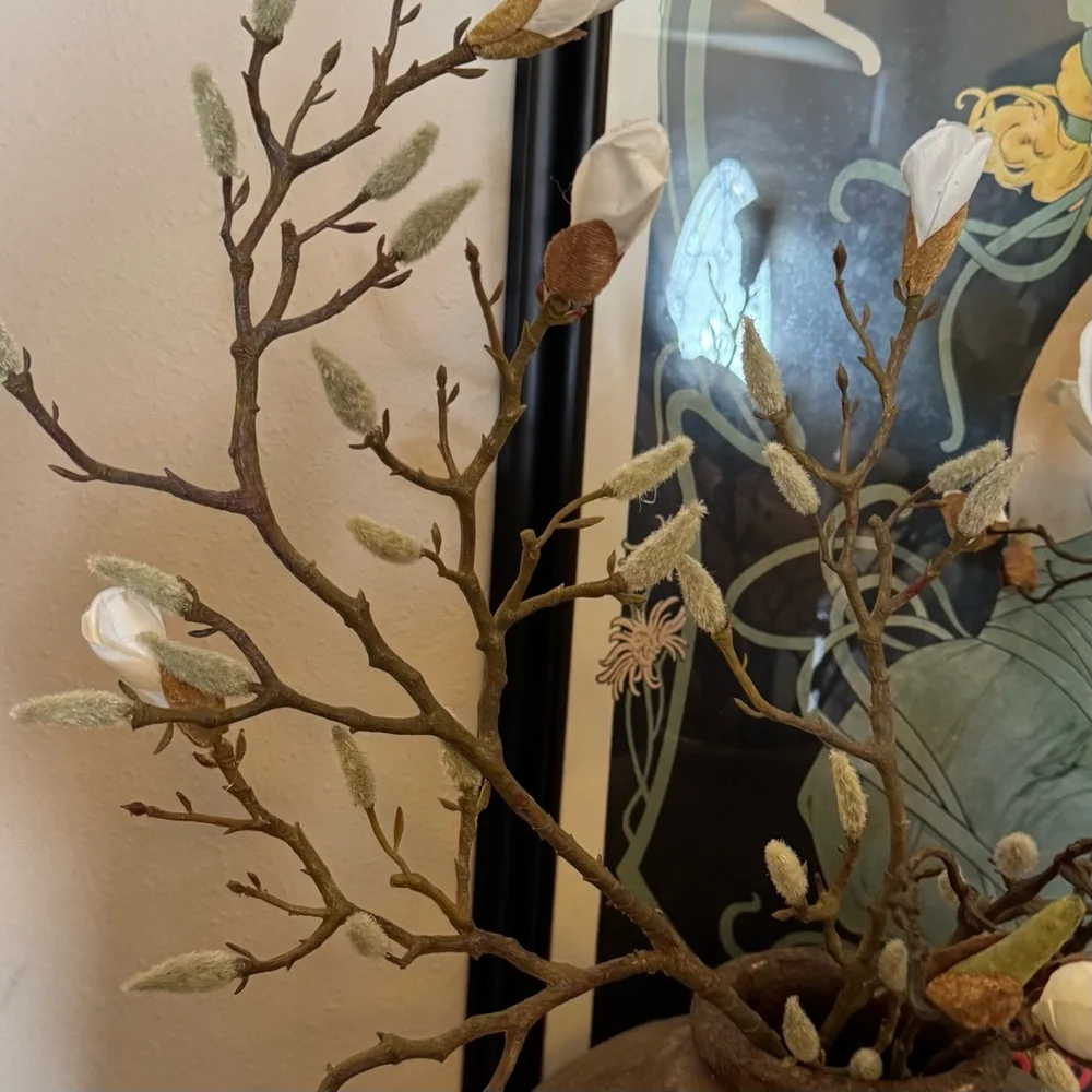 Magnolia budding & bloom realistic branches approximately 38” long, extra tall